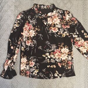 SHEIN Elegant Black Floral Blouse